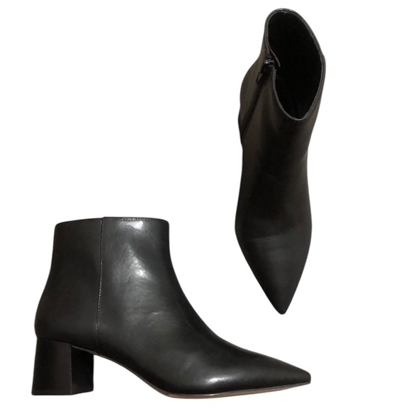ANN TAYLOR pointed toe black leather booties - Picture 3 of 5